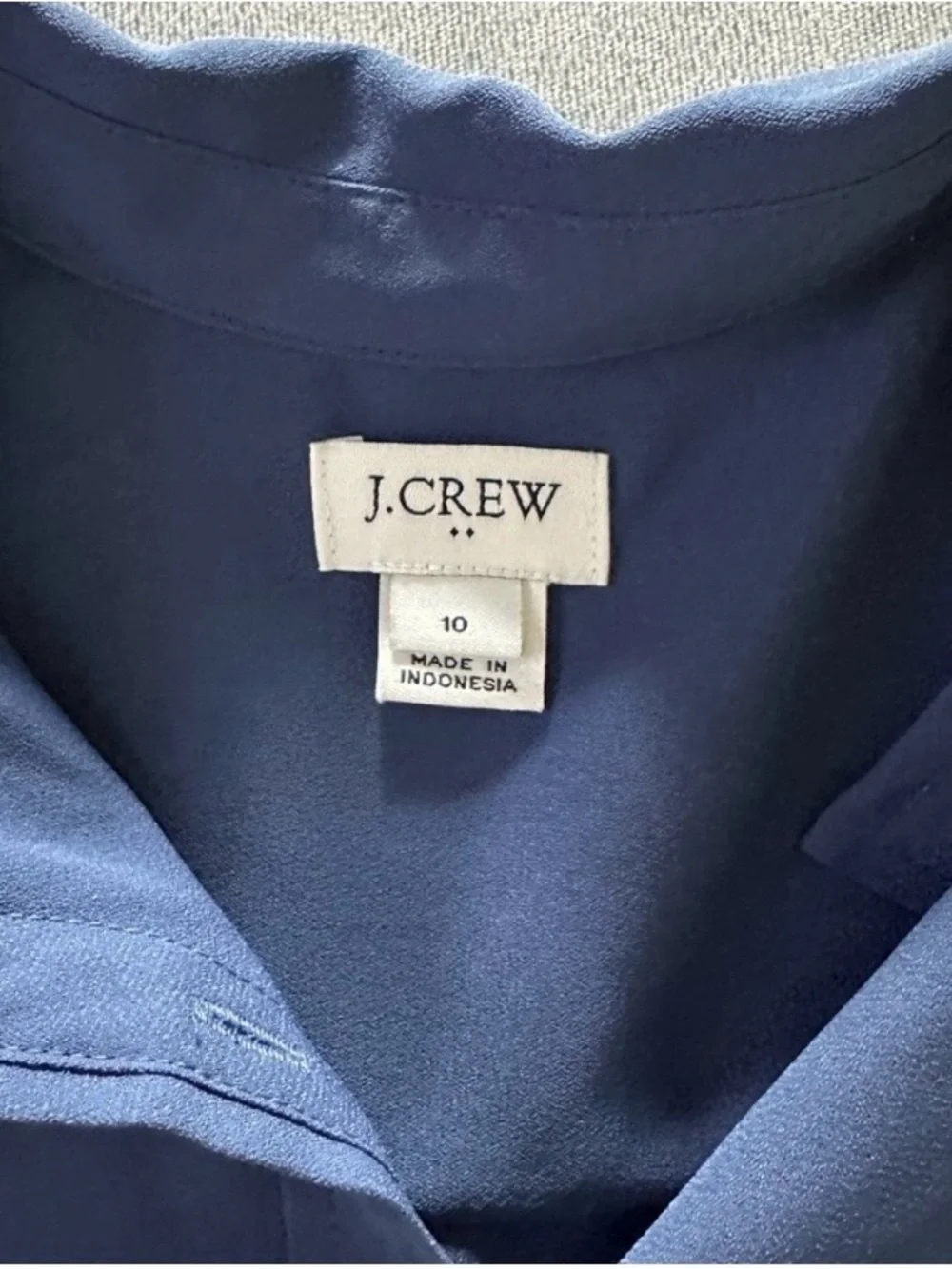 JCrew blue thin button down polyester blouse size 10